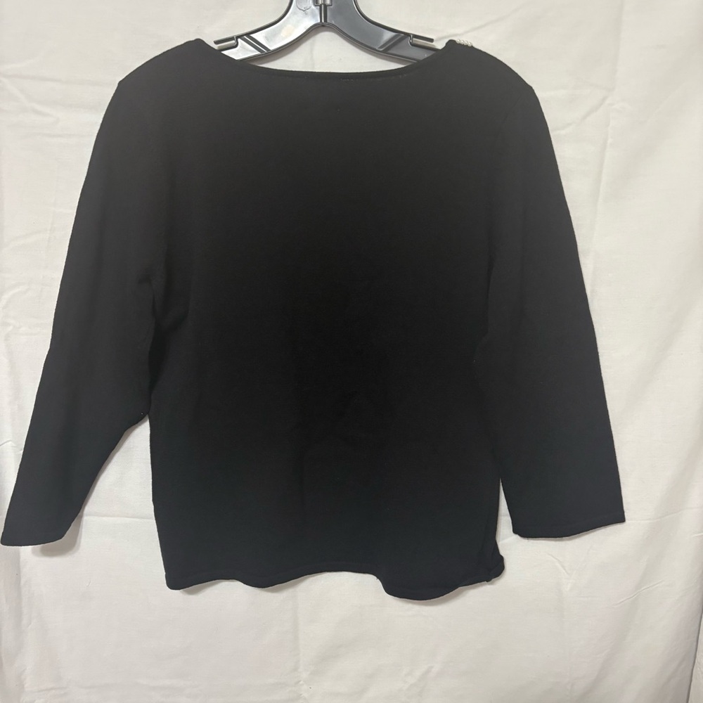 Pink Poodle black 3/4 sleeve pullover sweater - Picture 4 of 11